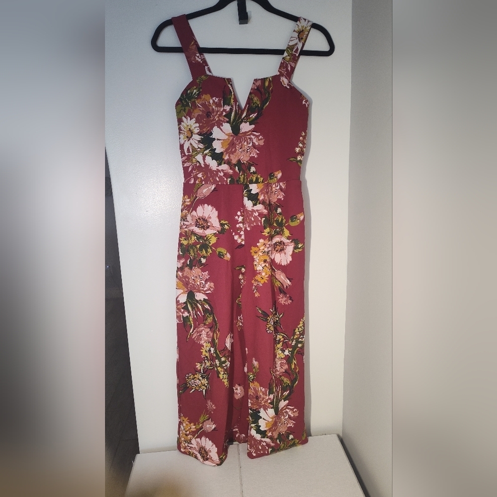 Floral Sleeveless Jumpsuit Size Xs 651